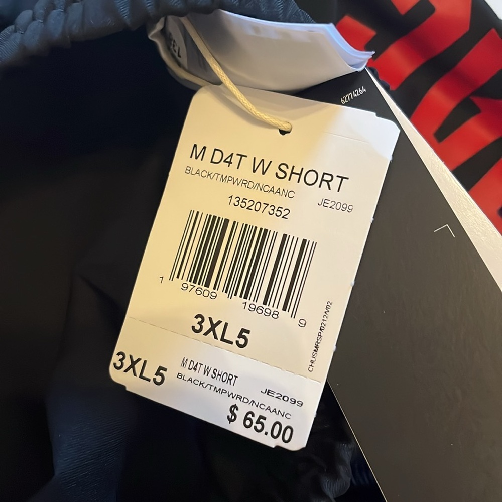 NC State Wolfpack Shorts Mens 3XL Black Red Adidas Aeroready zip Pockets $65 - Picture 7 of 13